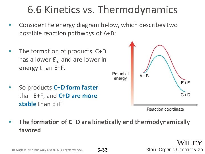 6. 6 Kinetics vs. Thermodynamics • Consider the energy diagram below, which describes two