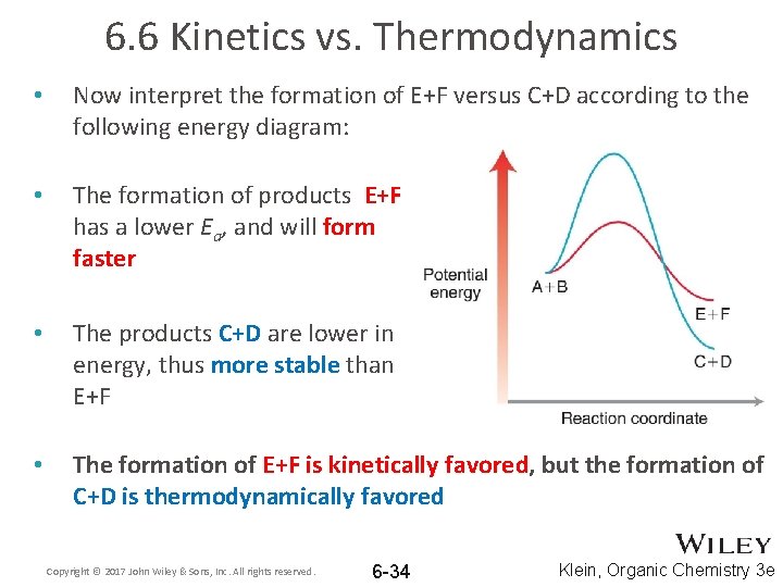 6. 6 Kinetics vs. Thermodynamics • Now interpret the formation of E+F versus C+D