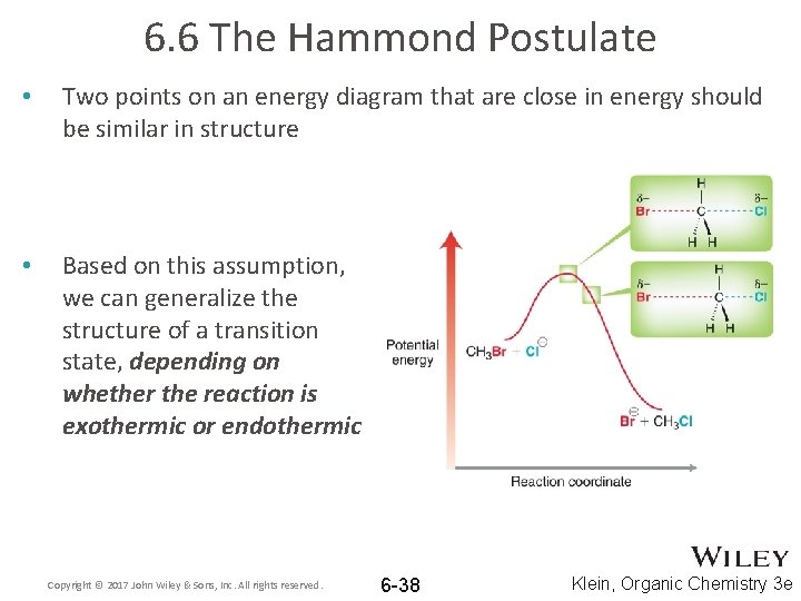 6. 6 The Hammond Postulate • Two points on an energy diagram that are