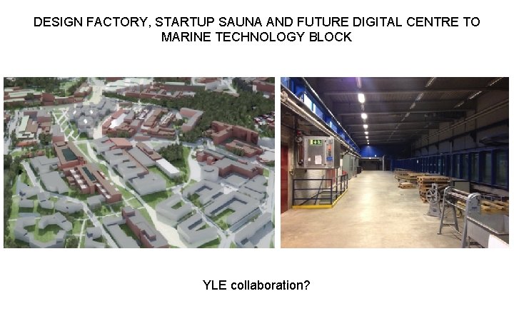 DESIGN FACTORY, STARTUP SAUNA AND FUTURE DIGITAL CENTRE TO MARINE TECHNOLOGY BLOCK YLE collaboration?