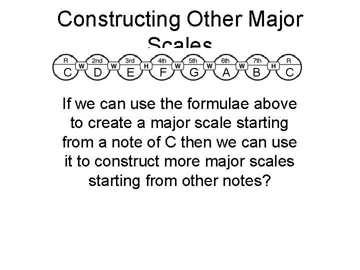 Constructing Other Major Scales C D E F G A B C If we