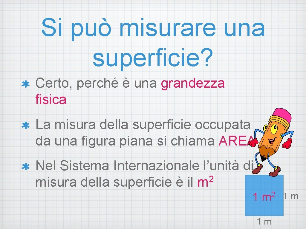 Si può misurare una superficie? Certo, perché è una grandezza fisica La misura della