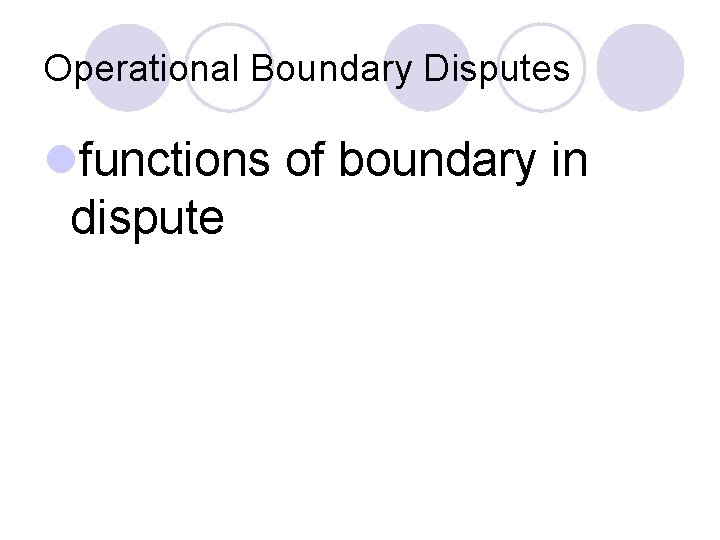 Operational Boundary Disputes lfunctions of boundary in dispute 