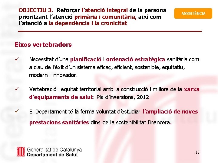 OBJECTIU 3. Reforçar l’atenció integral de la persona prioritzant l’atenció primària i comunitària, així