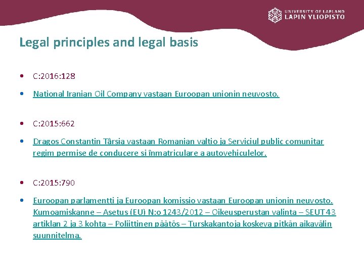 Legal principles and legal basis • C: 2016: 128 • National Iranian Oil Company