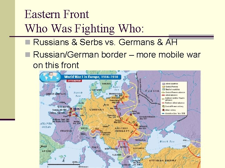 Eastern Front Who Was Fighting Who: n Russians & Serbs vs. Germans & AH