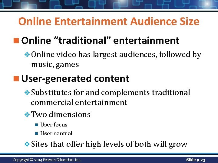 Online Entertainment Audience Size n Online “traditional” entertainment v Online video has largest audiences,