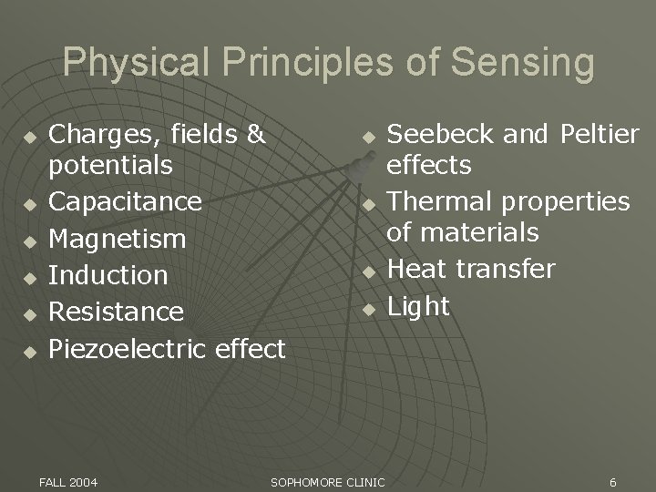 Physical Principles of Sensing u u u Charges, fields & potentials Capacitance Magnetism Induction