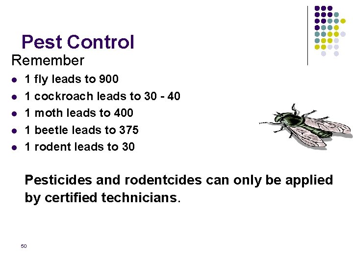 Pest Control Remember l l l 1 fly leads to 900 1 cockroach leads