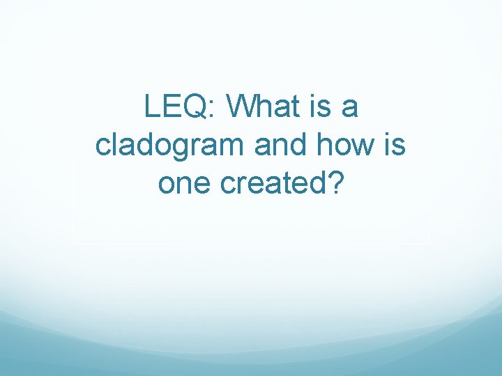 LEQ: What is a cladogram and how is one created? 