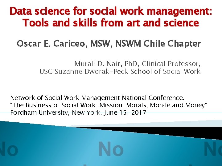 Data science for social work management: Tools and skills from art and science Oscar
