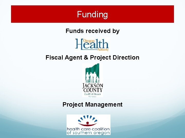 Funding Funds received by Fiscal Agent & Project Direction Project Management 