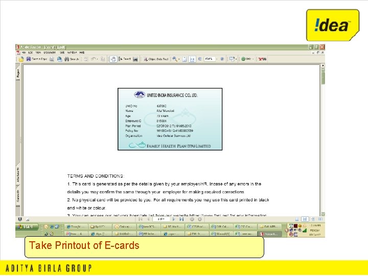 Take Printout of E-cards 