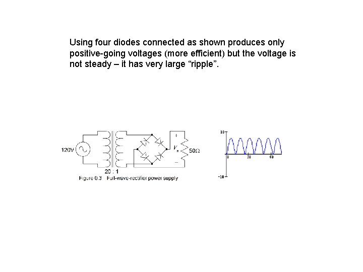 Using four diodes connected as shown produces only positive-going voltages (more efficient) but the