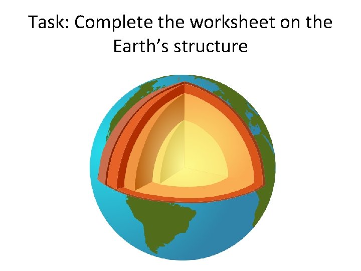 Task: Complete the worksheet on the Earth’s structure 