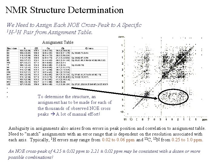 NMR Structure Determination We Need to Assign Each NOE Cross-Peak to A Specific 1