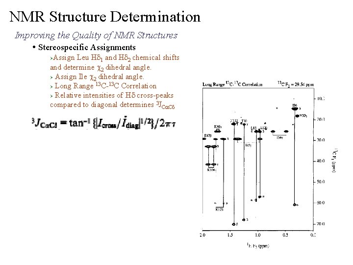 NMR Structure Determination Improving the Quality of NMR Structures • Stereospecific Assignments Assign Leu