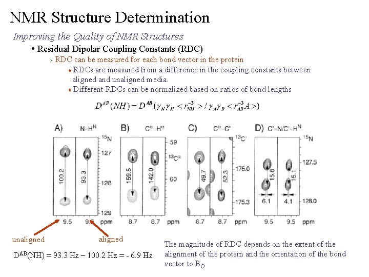 NMR Structure Determination Improving the Quality of NMR Structures • Residual Dipolar Coupling Constants