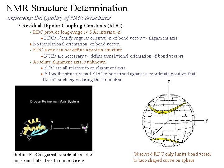 NMR Structure Determination Improving the Quality of NMR Structures • Residual Dipolar Coupling Constants