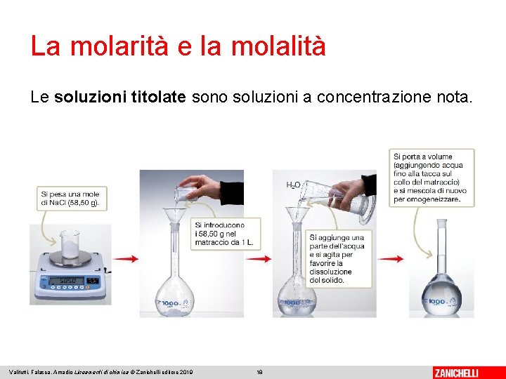 La molarità e la molalità Le soluzioni titolate sono soluzioni a concentrazione nota. Valitutti,