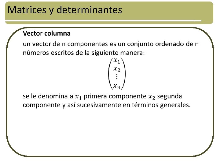 Matrices y determinantes • 