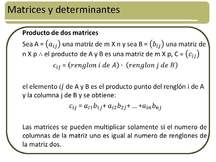 Matrices y determinantes • 