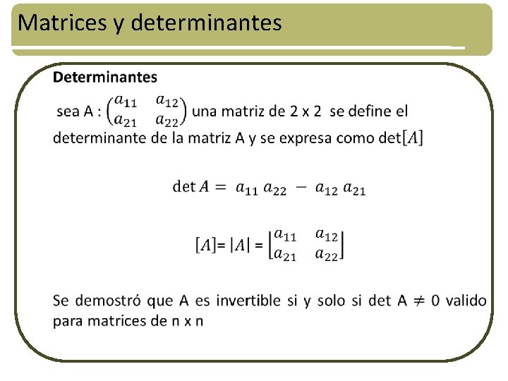 Matrices y determinantes • 