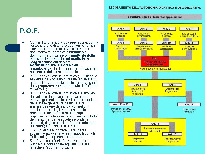 P. O. F. l l l Ogni istituzione scolastica predispone, con la partecipazione di