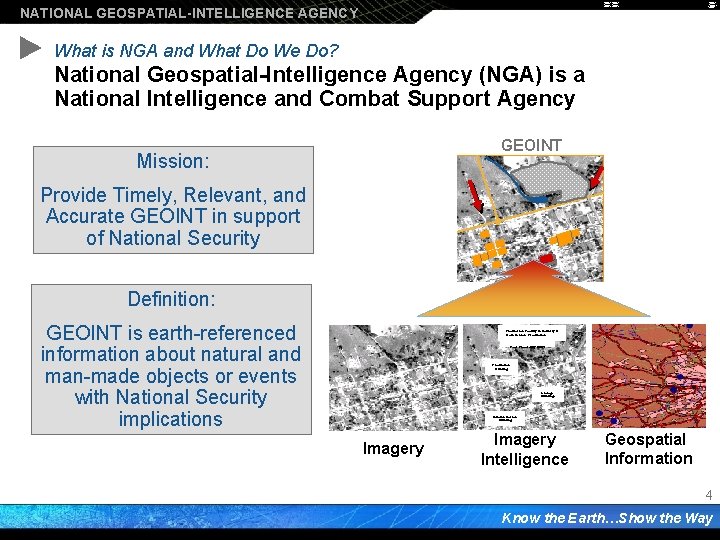 NATIONAL GEOSPATIAL-INTELLIGENCE AGENCY What is NGA and What Do We Do? National Geospatial-Intelligence Agency
