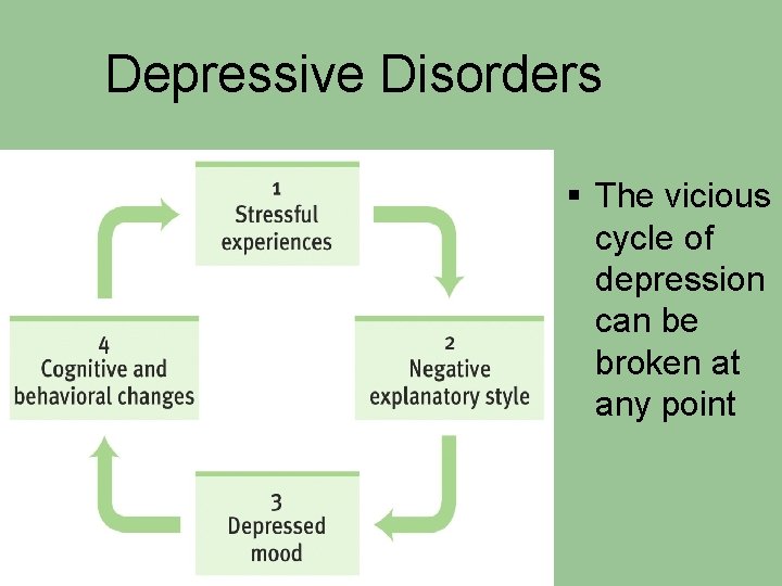 Depressive Disorders § The vicious cycle of depression can be broken at any point