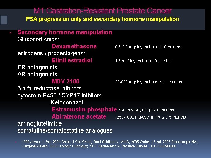 M 1 Castration-Resistent Prostate Cancer PSA progression only and secondary hormone manipulation - Secondary M 1 Castration-Resistent Prostate Cancer PSA progression only and secondary hormone manipulation - Secondary