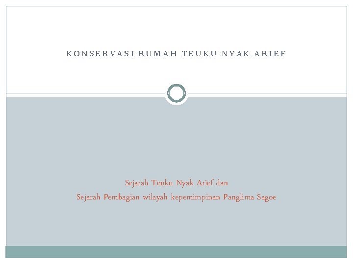 KONSERVASI RUMAH TEUKU NYAK ARIEF Sejarah Teuku Nyak Arief dan Sejarah Pembagian wilayah kepemimpinan