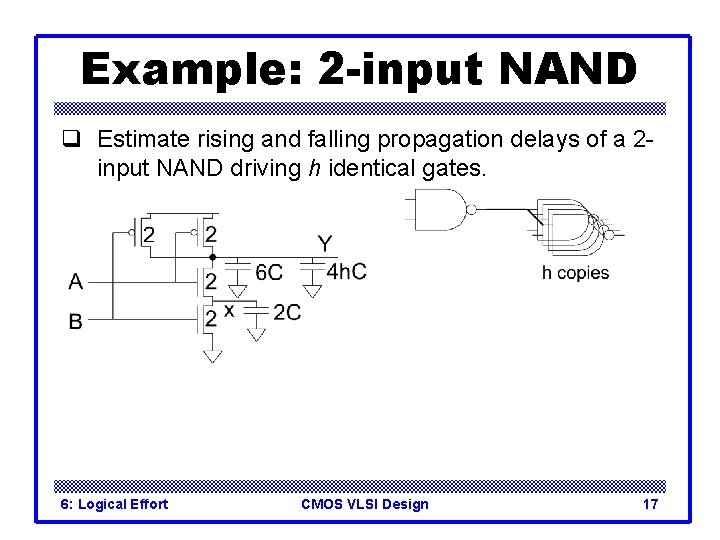 Example: 2 -input NAND q Estimate rising and falling propagation delays of a 2