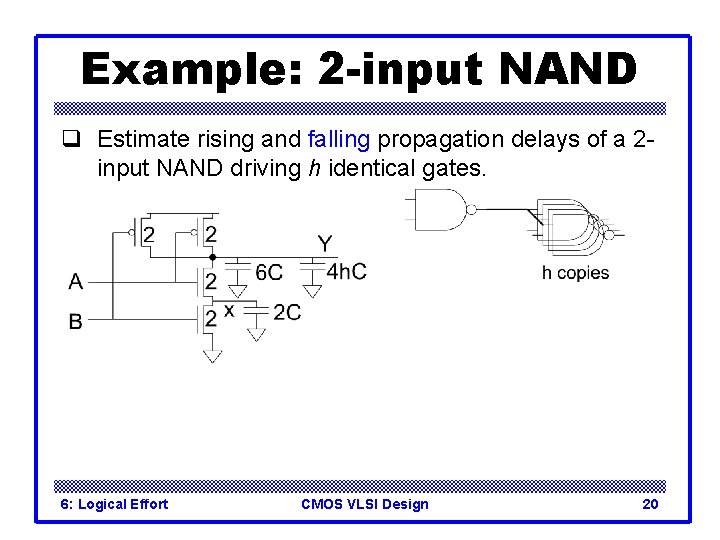 Example: 2 -input NAND q Estimate rising and falling propagation delays of a 2