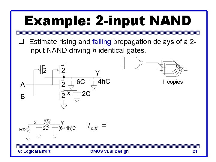 Example: 2 -input NAND q Estimate rising and falling propagation delays of a 2