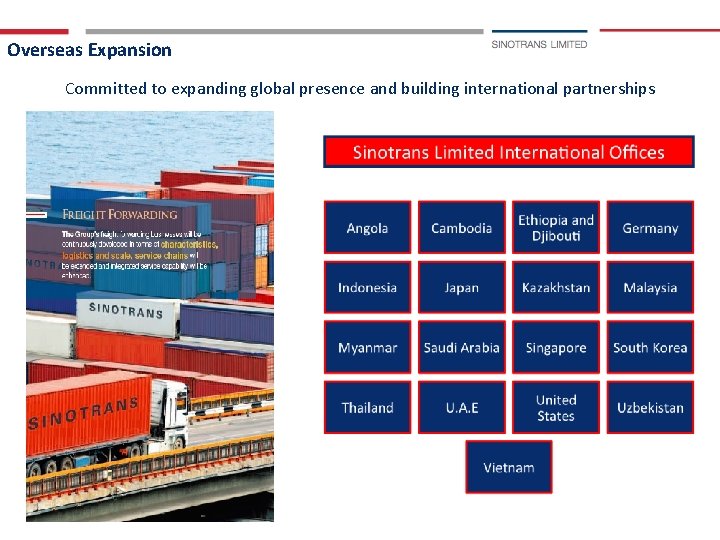 Overseas Expansion Committed to expanding global presence and building international partnerships 