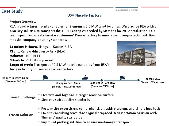 Case Study USA Nacelle Factory Project Overview REA manufactures nacelle canopies for Siemens’s 2.