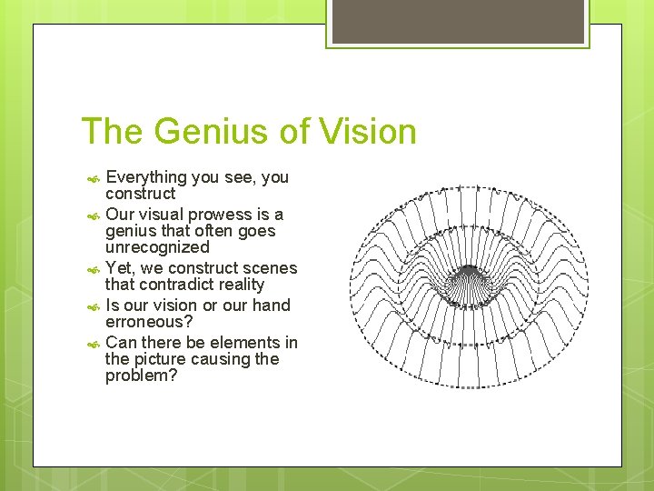 The Genius of Vision Everything you see, you construct Our visual prowess is a