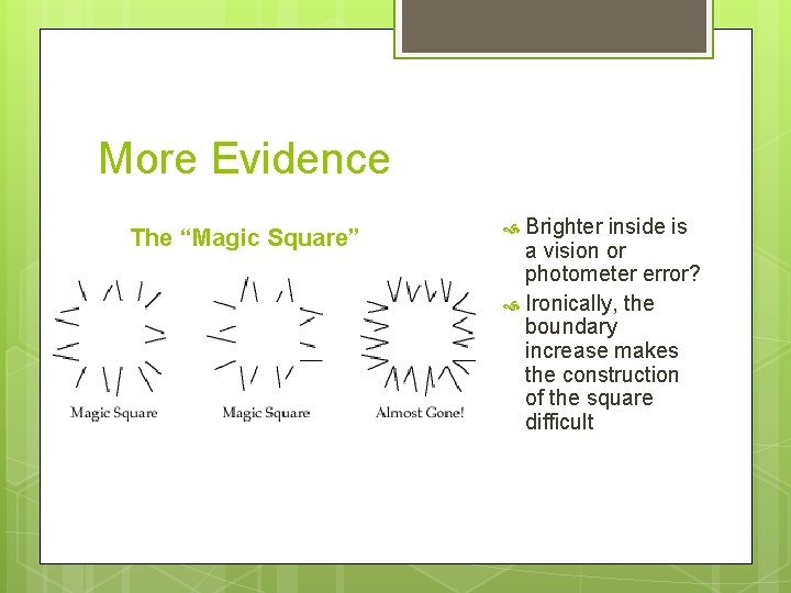 More Evidence The “Magic Square” Brighter inside is a vision or photometer error? Ironically,