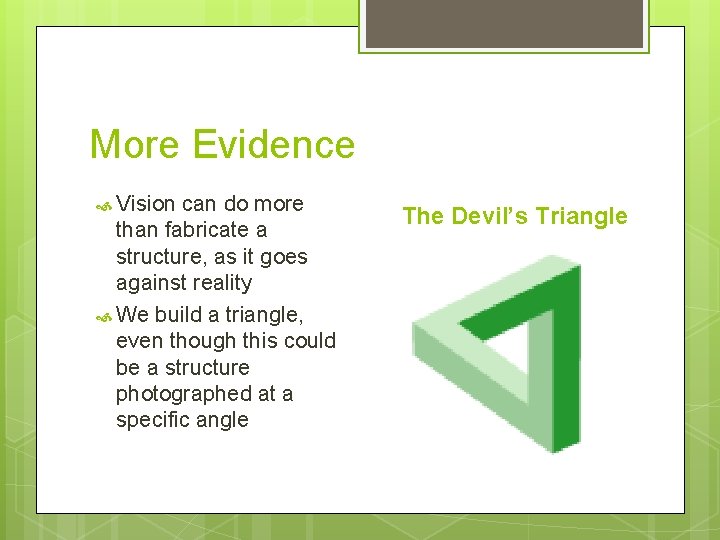 More Evidence Vision can do more than fabricate a structure, as it goes against