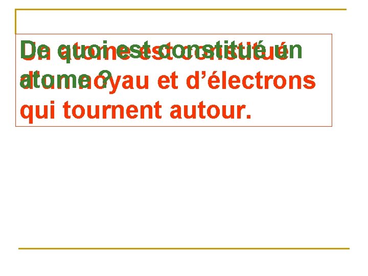 De est constitué un Un quoi atome est constitué atome ? d’un noyau et