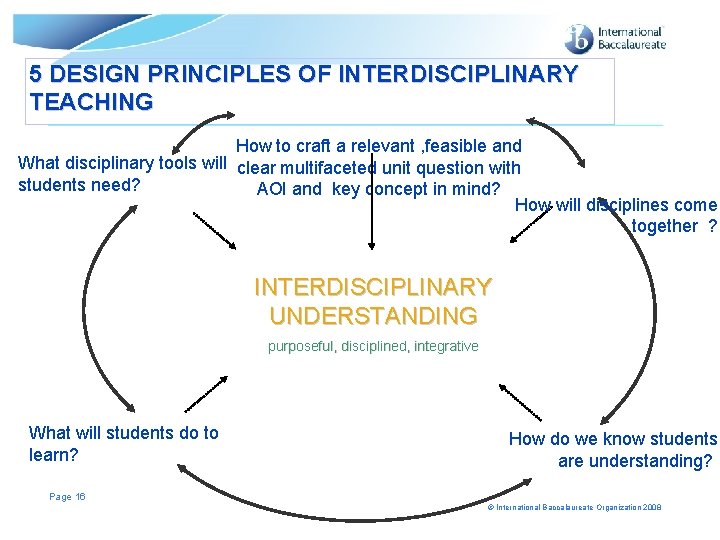 5 DESIGN PRINCIPLES OF INTERDISCIPLINARY TEACHING How to craft a relevant , feasible and