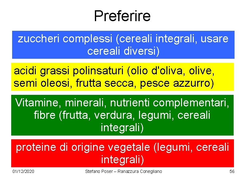 Preferire zuccheri complessi (cereali integrali, usare cereali diversi) acidi grassi polinsaturi (olio d'oliva, olive, Preferire zuccheri complessi (cereali integrali, usare cereali diversi) acidi grassi polinsaturi (olio d'oliva, olive,