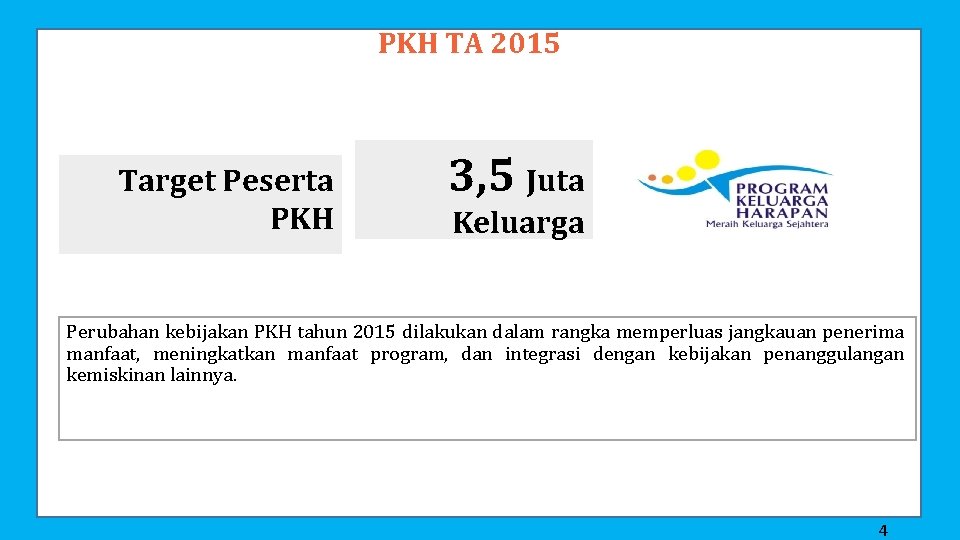 PKH TA 2015 Target Peserta PKH 3, 5 Juta Keluarga Perubahan kebijakan PKH tahun