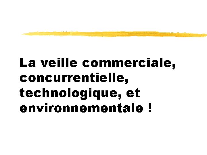 La veille commerciale, concurrentielle, technologique, et environnementale ! 