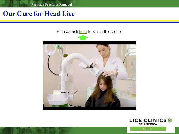 Pesticide-Free Lice Removal Our Cure for Head Lice Please click here to watch this