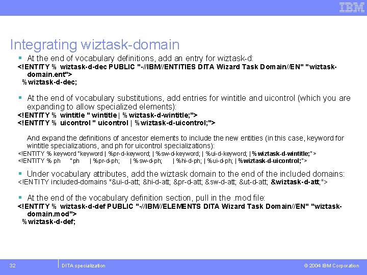 Integrating wiztask-domain § At the end of vocabulary definitions, add an entry for wiztask-d: