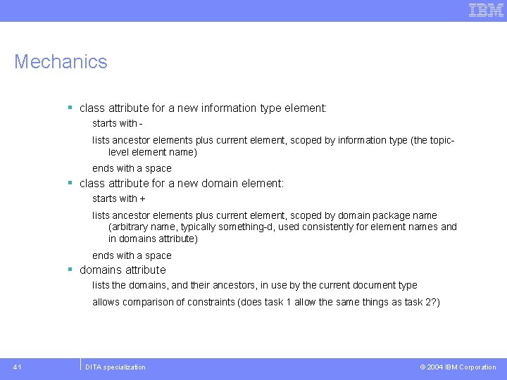 Mechanics § class attribute for a new information type element: starts with lists ancestor