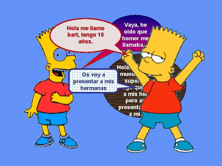 Hola me llamo bart, tengo 10 años. Vaya, he oido que homer me llamaba…