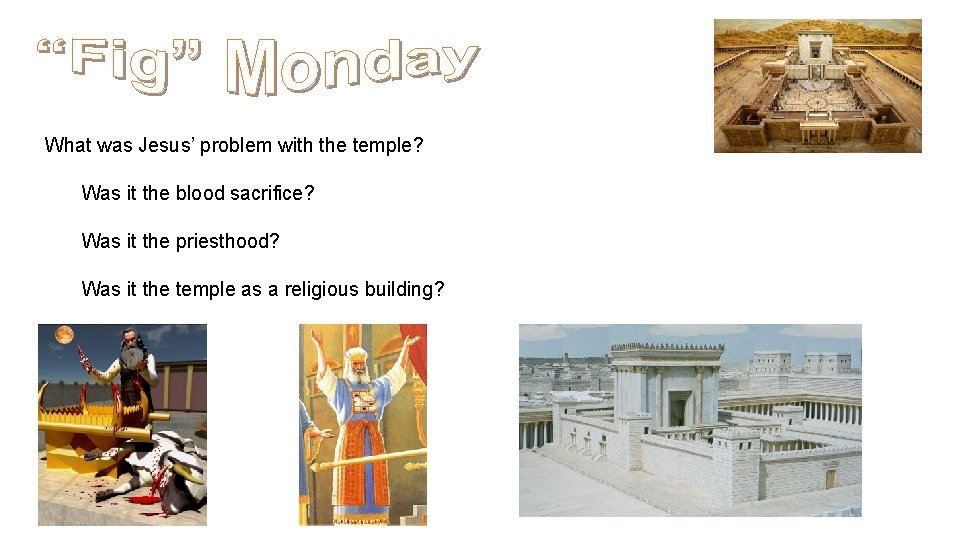 What was Jesus’ problem with the temple? Was it the blood sacrifice? Was it